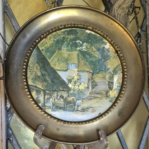 4 Brass Wall Plates Metal Filigree Hologram - Picture 6 of 12